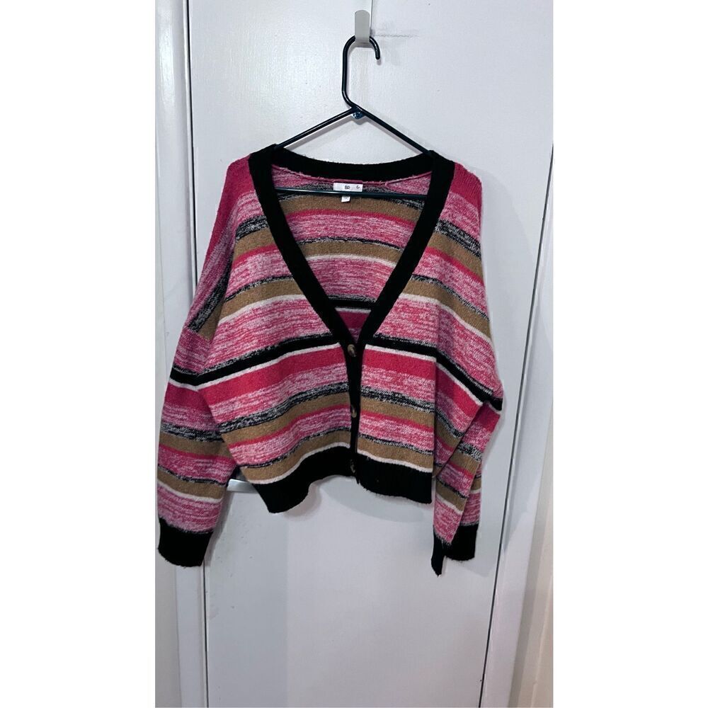 BP Marled Stripe Crop Cardigan Sweater womens sz 2XL